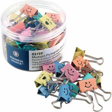 Business Source Smiling Face Binder Clips