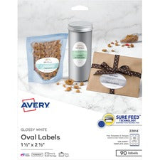 Avery¨ Sure Feed Printable Glossy White Labels