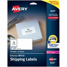 Avery¨ Shipping Labels with Sure Feed¨ and Easy Peel¨ Technology, Glossy White Labels, 2