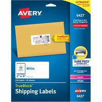 Avery¨ TrueBlock¨ Shipping Labels, Sure Feed¨ Technology, Permanent Adhesive, 2" x 4" , 250 Labels (6427)