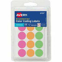 Avery¨ Color-Coding Removable Labels, 3/4 Inch Round Labels, Assorted Neon Colors, Non-Printable, 315 Dot Stickers Total (6733)