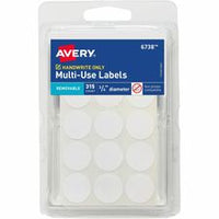 Avery¨ Multi-Use Removable Labels, 3/4 Inch Round Stickers, White, Non-Printable, 315 Blank Labels Total (6738)