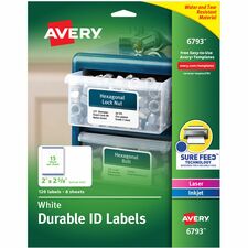 Avery¨ Durable Easy Peel¨ ID Labels, Sure Feed¨ Technology, Permanent Adhesive, 2