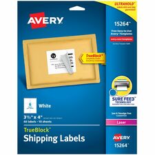 Avery¨ TrueBlock¨ Shipping Labels, Sure Feed¨ Technology, Permanent Adhesive, 3-1/3