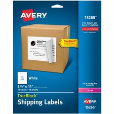 Avery¨ Shipping Labels, TrueBlock¨ Technology, Permanent Adhesive, 8-1/2