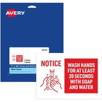 Avery¨ Surface Safe NOTICE WASH HANDS Wall Decals