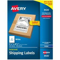 Avery¨ Printable Blank Shipping Labels, 5.5" x 8.5" , White, 200 Labels, Inkjet Printer, Permanent Adhesive (8426)