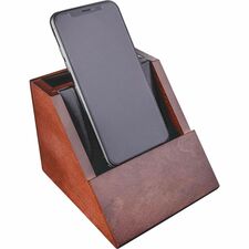 Dacasso Walnut & Leather Desktop Cell Phone Holder