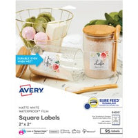 Avery¨ Durable Waterproof Labels, 2" x 2" Square, 96 Total