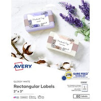 Avery¨ Glossy White Labels, 2" x 3" , 80 Labels (22890)