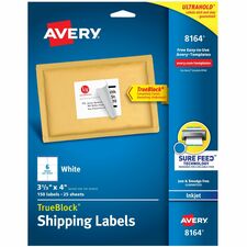 Avery¨ TrueBlock¨ Shipping Labels, Sure Feed¨ Technology, Permanent Adhesive, 3-1/3