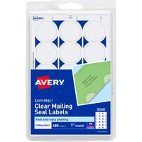 Avery¨ Avery Printable Mailing Seals, Clear, 1" Diameter, 480 Labels (5248)