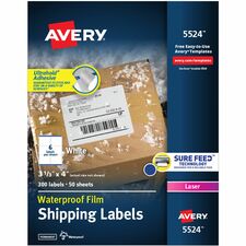 Avery¨ Waterproof Labels with Ultrahold¨ Permanent Adhesive, 3-1/3