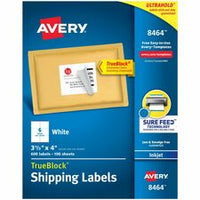 Avery¨ TrueBlock¨ Shipping Labels, Sure Feed¨ Technology, Permanent Adhesive, 3-1/3" x 4" , 600 Labels (8464)