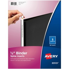 Avery(R) Binder Spine Inserts, 1/2 Inch Binders, 80 Inserts (89101)