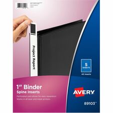 Avery(R) Binder Spine Inserts, 1 Inch Binders, 40 Inserts (89103)