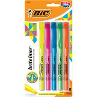 BIC Brite Liner Highlighter, Assorted, 5 Pack