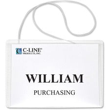 C-Line Hanging Style Name Badge Kit with White Elastic Cord